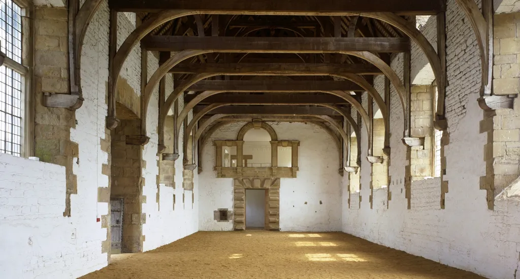 The riding house, with its timber roof and sanded floor