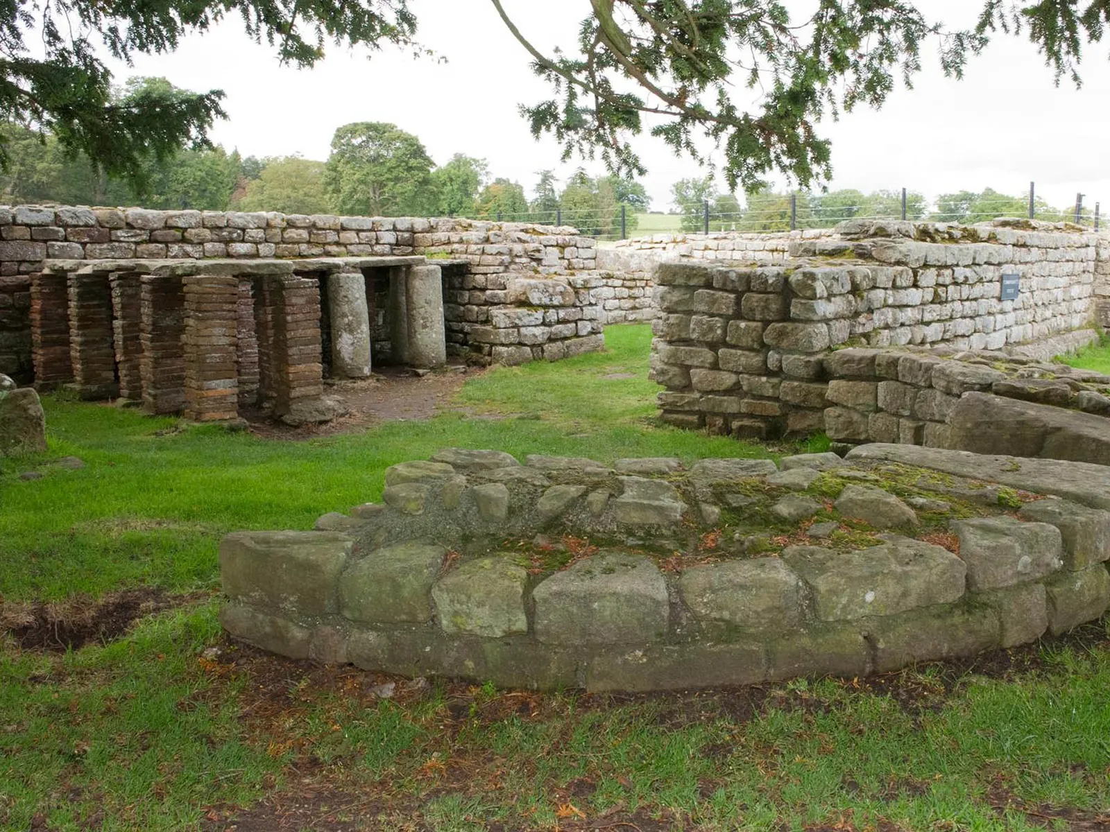 Stone and tile pillars of the bathhouse's underfloor heating
