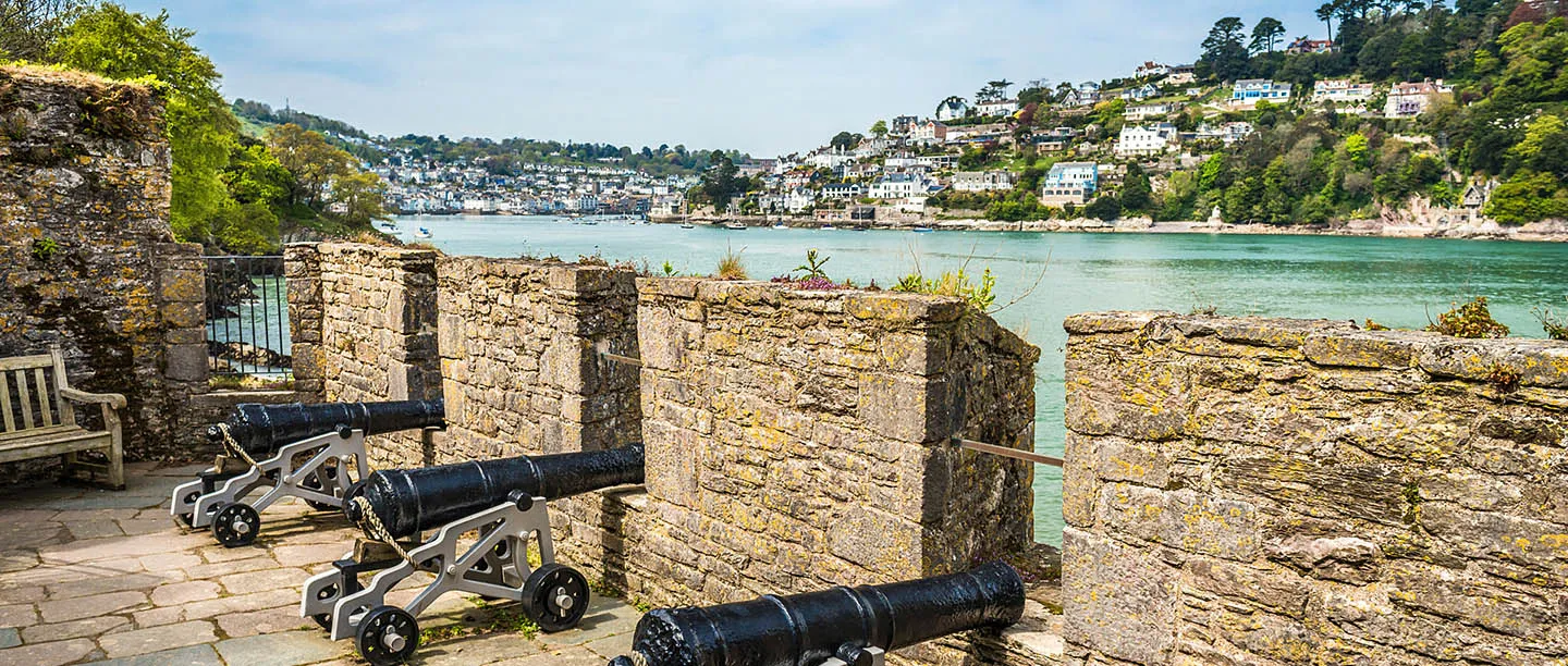 Cannon on the battery looking across the river to Kingswear