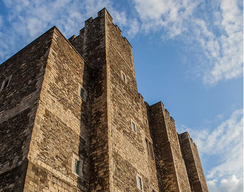 The great tower's walls seen from below