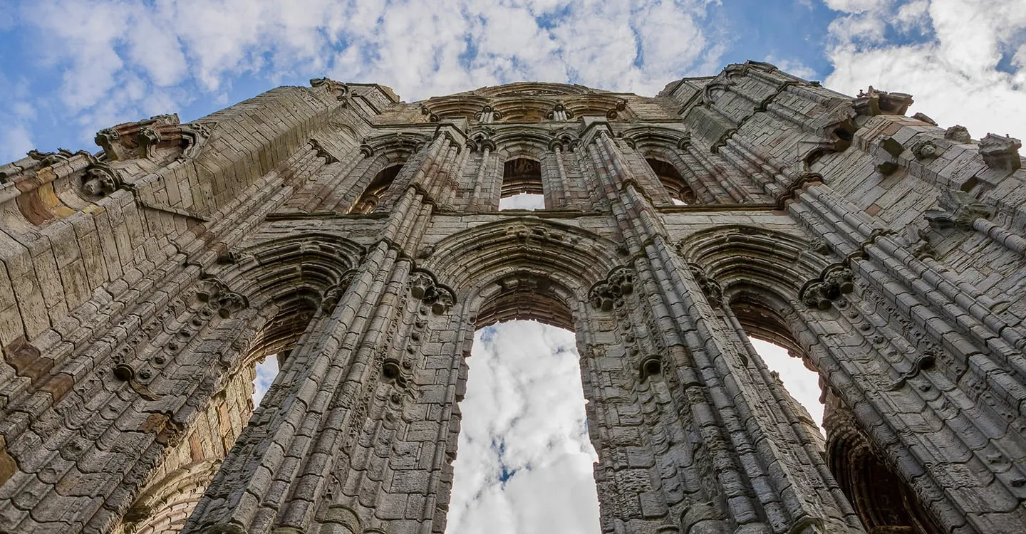 The abbey's soaring east end seen from below