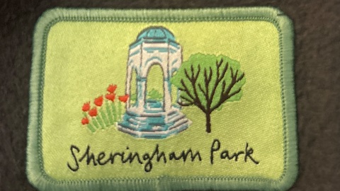 Embroidered badge at Sheringham Park