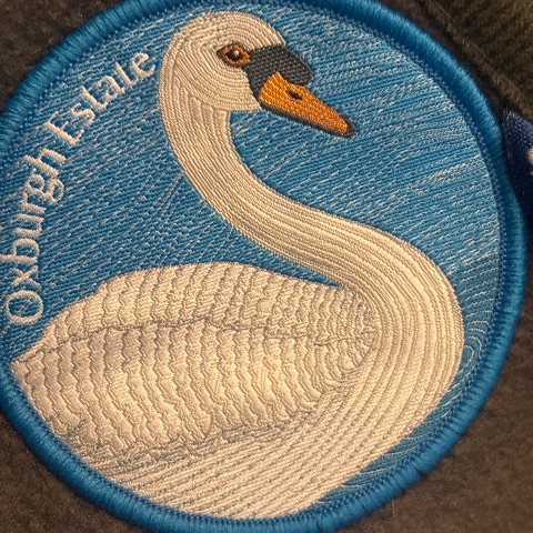 Embroidered badge at Oxburgh Hall